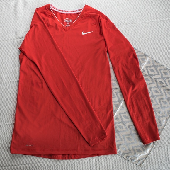 red nike dri fit long sleeve